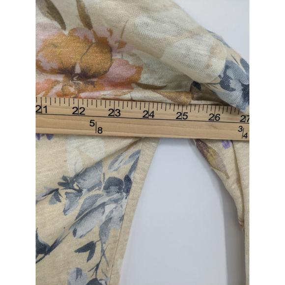 Sundance Sweater Women Small Yellow Floral Linen Long Sleeve Pullover Tie Top - Picture 8 of 9